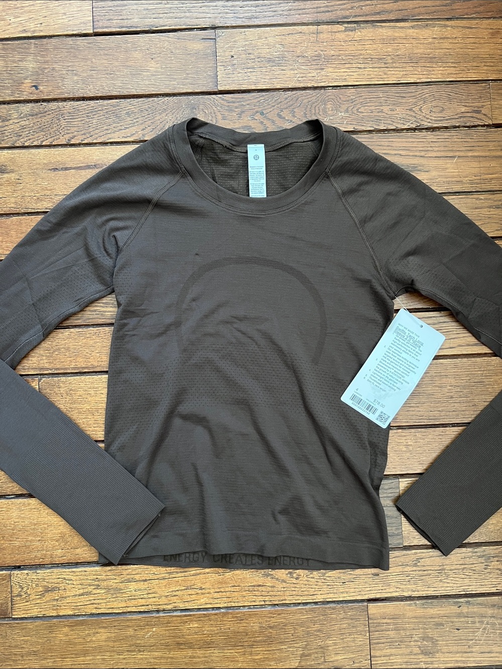 Lululemon Walnut Crunch Swiftly Tech Long Sleeve Race Length Size 4 NWT